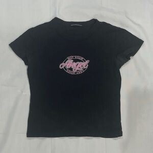 Brandy Melville Black Crop Top with Pink Graphic
